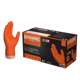 Gloveworks Industrial Orange Raised Diamond Texture Nitrile Disposable Gloves 8 mil Box of 100