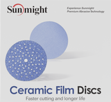 Sunmight Ceramic Film  -  6" Multi Hole Grip Disc 320 Grit, 76514,  Box of 50