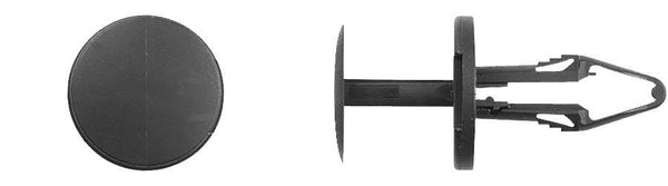 Black Nylon Push Type Ret - 6.5mm Hole Size 22mm Stem: 25 per Bag