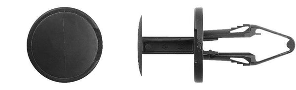 Black Nylon Push Type Ret - 8.5mm Hole 20mm Flng 24mm Stem: 25 per Bag