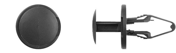 Black Nylon Push Type Ret - 8.5mm Hole 20mm Flng 22mm Stem: 25 per Bag