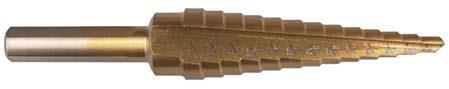 Gold HSS Titanium Step Bits - 1/8" Through 1/2" Drill Size: 1 per Pak