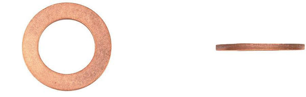 Copper Oil Drain Plug Gaskets - 14mm ID 22mm OD 1.5mm Thick: 15 per Bag