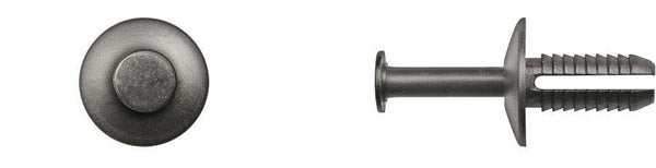 Black Nylon Push Type Ret - 6.3mm Hole Size 15mm Stem Lgth: 50 per Bag