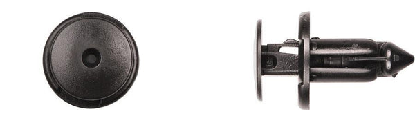 Black Nylon Push Retainers - 8mm Hole 18mm Head 12mm Stem: 15 per Bag