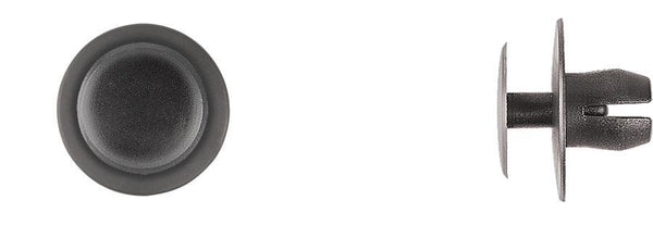 Black Nylon Push Type Ret - 8mm Hole 9mm Stem 20mm Flng: 10 per Bag