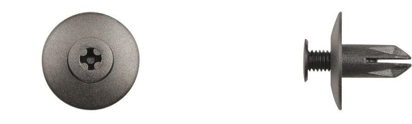 Black Nylon Cowl Retainers - 6mm Hole 18mm Flange 12mm Stem: 25 per Bag