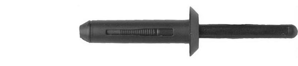 Black Nylon Blind Rivets  1/4" (6.30mm) Rivet Diameter  1/2" Flange Diameter  5/32'-13/32 Grip Range 1390PK 25 Per Bag