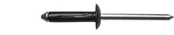 Black Aluminum Wheel House Moulding Split Rivets  3/16" (4.80mm) Rivet Diameter 7/16" Flange Diameter 5/64"-15/64" Grip Range 1609PK 25 Per Bag