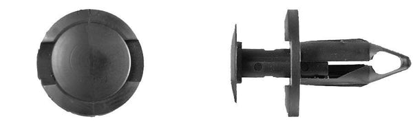 Black Nylon Air Baffle Push Type Retainer  8mm (5/16") Hole Size  20mm Stem Length  20mm Flange Diameter 1860PK 25 Per Bag