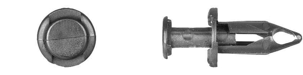 Black Nylon Rocker Panel Push Type Retainer  8mm (5/16") Hole Size  20mm Stem Length  15mm Flange Diameter 1861PK 25 Per Bag