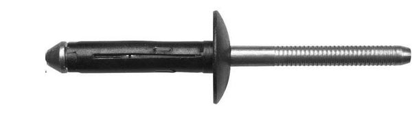 Black Aluminum Bumper Cover Rivet - 1/4" Diameter 3/16 - 3/8" G/R: 15 per Bag