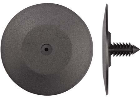 Black Polypropylene Hood Ret - 1/4"(6.3mm) Hole 2"Hd 3/4"Stem: 25 per Bag