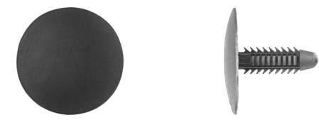 Black Nylon Shield Retainers - 7/32" Hole 1" Head 25/32" Stem: 50 per Bag