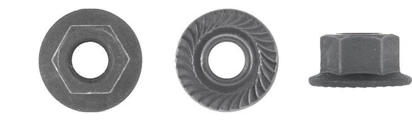 Black Hex Flange Nuts - 8-1.25mm Screw Size: 50 per Bag