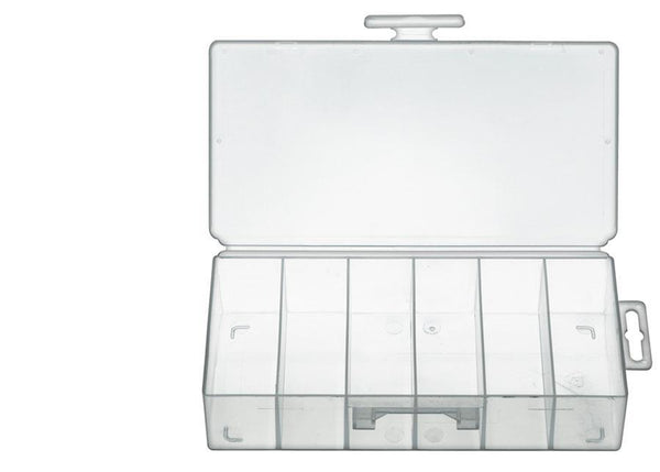6 Compartment Plastic Box - 7 1/8" x 3 5/8" x 1 1/2": 1 per Ea