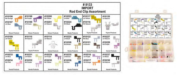 Door Lock Rod End Clip Assortment - Shipped in 18 Hole PlasticTray: 1 per Ea