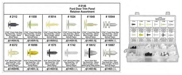Ford Door Trim Panel Assortment - Shipped in 12 Hole PlasticTray: 1 per Ea