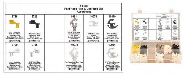 Ford Hood Prop & Rod Assortment - Shipped in 12 Hole PlasticTray: 1 per Ea