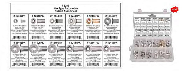 Automotive Nutsert Assortment - Shipped in 12 Hole PlasticTray: 1 per Ea