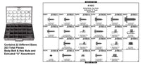 Body Bolt Fastener Assortment - 24 Hole Gray Tray with Clear Lid: 1 per Ea