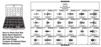 Black Nylon Push Ret Assortment - 24 Hole Gray Plastic Tray: 1 per Ea