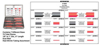 Heat Shrink Tubing Assortment - Adjustable Red Tray with Clear Lid: 1 per Ea