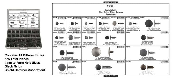 Black Nylon Ret Assortment - Adjustable Yel Tray with Clear Lid: 1 per Ea
