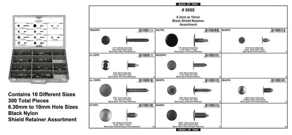 Black Nylon Ret Assortment - Adjustable Blue Tray with Clear Lid: 1 per Ea