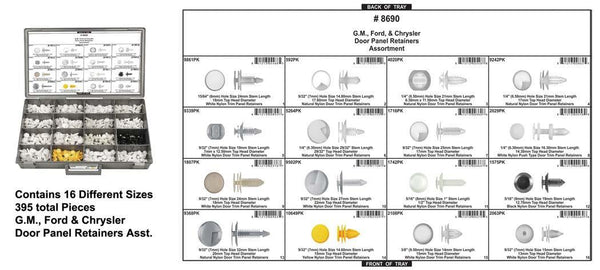 Door Panel Retainer Assortment - Adjustable Yel Tray with Clear Lid: 1 per Ea