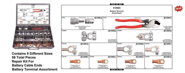 Battery Terminal Assortment - Adjustable Red Tray With Clear Lid: 1 per Ea