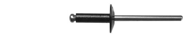 Black Aluminum Steel Mldg Rivets - 5/32" Dia 1/4- 3/8" Grip Range: 25 per Bag