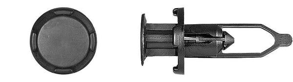 Black Nylon Rear Bumper Ret - 9mm Hole 18mm Flng 28mm Stem: 30 per Bag