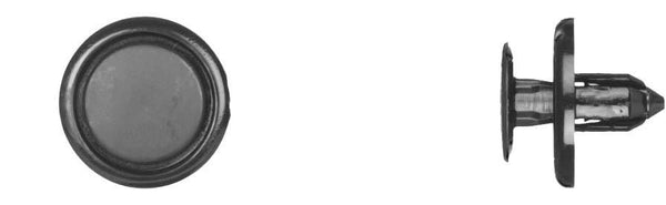 Black Nylon Fender Liner Ret - 7mm Hole Size 10mm Stem Lgth: 50 per Bag