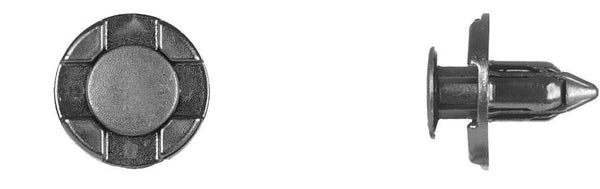 Black Nylon Push Type Ret - 8mm Hole Size 9mm Stem Length: 25 per Bag