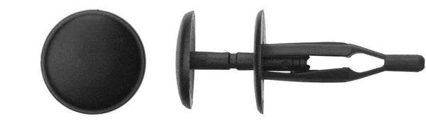 Black Nylon Push Type Ret - 1/4" Hole Size 1 1/8" Stem: 25 per Bag