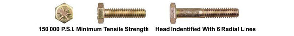 YZ Gr 8 Hex Head Cap Screws - 3/8-16 x 1 1/4" (USS): 50 per Bag