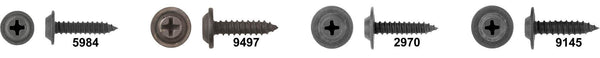 Black Flat Top Phil Screws - 8 x 3/4" 1/2" O.D. Washer: 100 per Bag